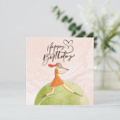 テニス女性プレーヤーハッピーバースデー水色 (スタンド正面)