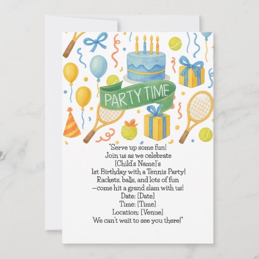 テニス好きのためのテニスパーティー 招待状 (正面)