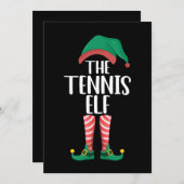 テニス小妖精や小人マッチングファミリーグループクリスマス 招待状 (正面/裏面)