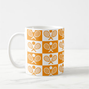 テニス市松模様にシームレスパターン コーヒーマグカップ