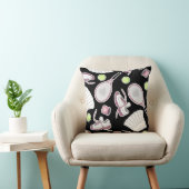 テニス愛パターンピンクおよび黒 クッション (椅子)