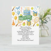 テニス愛好家をテーマにしたテニスの誕生日パーティー 招待状 (スタンド正面)