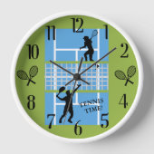 テニス愛好家コート選手 壁時計 (正面)