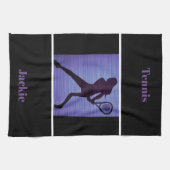 テニス抽象芸術パープル&ブラックキッチンタオル キッチンタオル (横)