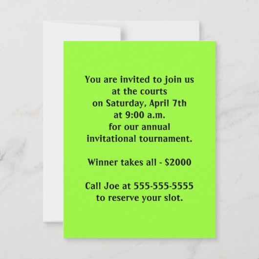テニス招待状 招待状 (裏面)