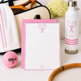 テニス文具 プレピー ラケット モノグラム ピンク ノートカード