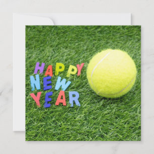 テニス新年おめでとう&プレーヤーのためのテニスボール シーズンカード
