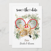 テニス日付を保存ウェディングパーティー招待状 招待状 (正面/裏面)