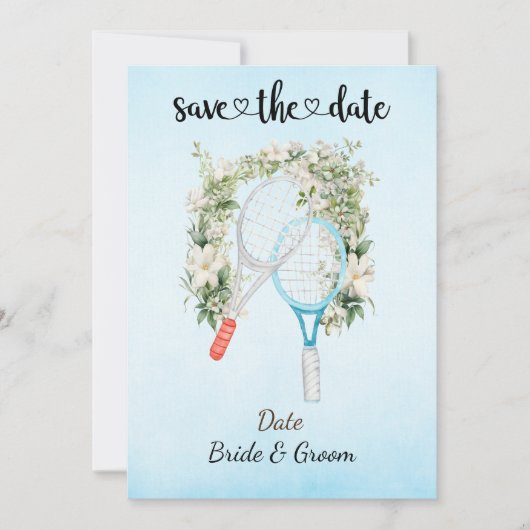 テニス日付を保存ウェディングパーティー招待状 招待状 (正面)