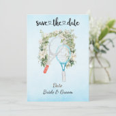 テニス日付を保存ウェディングパーティー招待状 招待状 (スタンド正面)