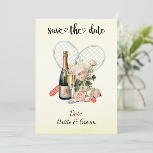 テニス日付を保存ウェディングパーティー招待状 招待状 (スタンド正面)