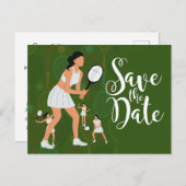 テニス日付招待カードを保存 ポストカード (正面/裏面)