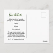 テニス日付招待カードを保存 ポストカード (裏面)