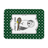 テニス旧英語シェプドッグ(グレー1)犬かわいい マグネット (横)