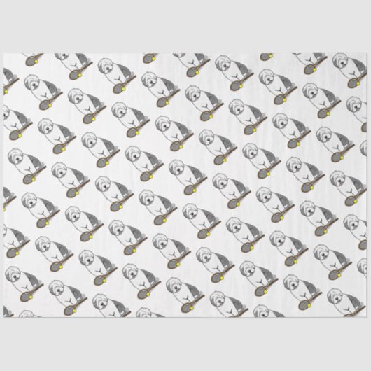 テニス旧英語シェプドッグ（グレー1）犬かわいい 薄葉紙 (正面)