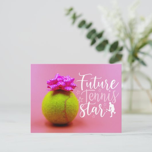 テニス未来のスターで赤ちゃんシャワーをプレゼント ポストカード (スタンド正面)