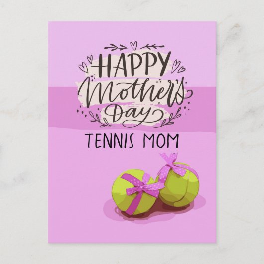 テニス母の日のためのピンクのテニスボール ポストカード (正面)