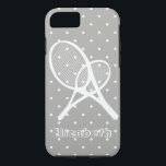 テニス水玉模様 iPhone 8/7ケース<br><div class="desc">テニスガーリー。名前の編集または削除文字。</div>