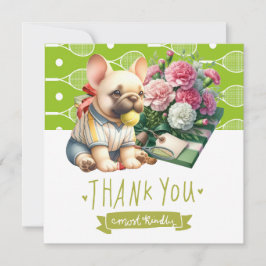 テニス犬とボールとプレゼント サンキューカード