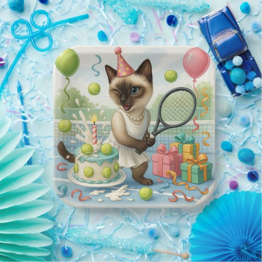 テニス猫ポーソフバースデーパーティー ペーパープレート (パーティー)