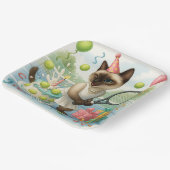 テニス猫ポーソフバースデーパーティー ペーパープレート (傾斜あり)