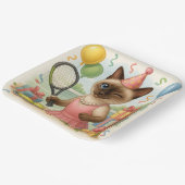 テニス猫ポーソフバースデーパーティー ペーパープレート (傾斜あり)