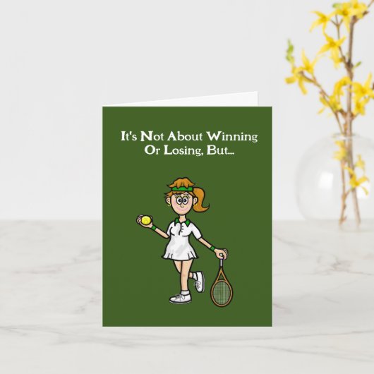 テニス用装おもしろい置グリーティングカード カード (黄色い花)