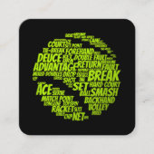 テニス用語テニス遊選手のテニスボール スクエア名刺 (正面)