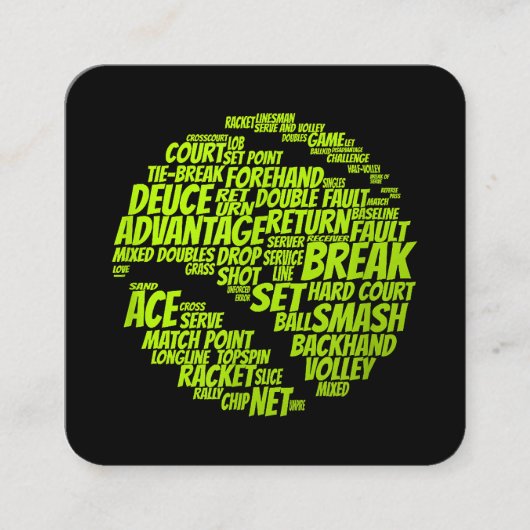 テニス用語テニス遊選手のテニスボール スクエア名刺 (正面)