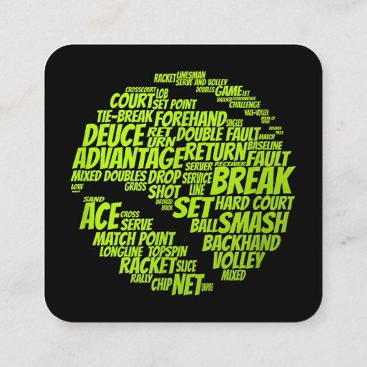 テニス用語テニス遊選手のテニスボール スクエア名刺 (裏面)