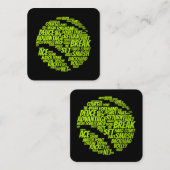 テニス用語テニス遊選手のテニスボール スクエア名刺 (正面/裏面)