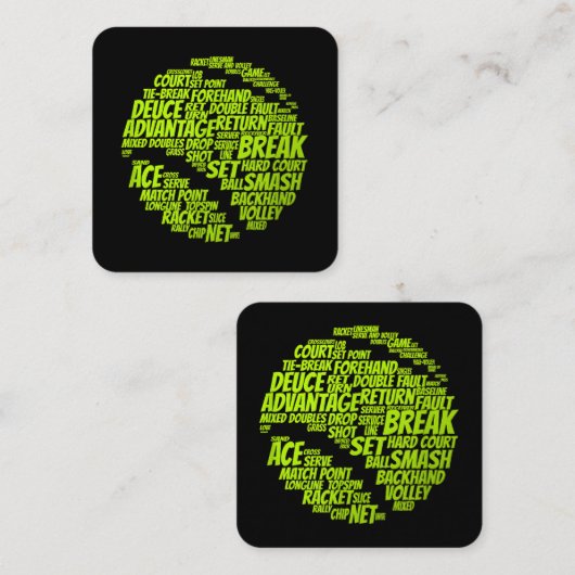 テニス用語テニス遊選手のテニスボール スクエア名刺 (正面/裏面)