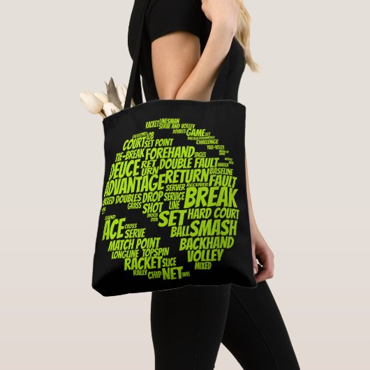 テニス用語テニス遊選手のテニスボール トートバッグ (クローズアップ)