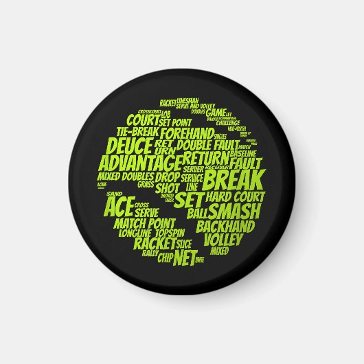 テニス用語テニス遊選手のテニスボール マグネット (正面)