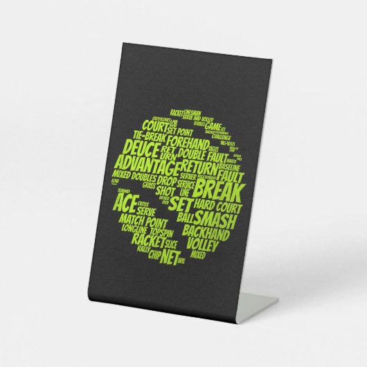 テニス用語テニス遊選手のテニスボール 台座サイン (正面)