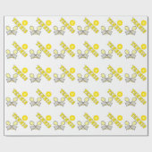 テニス用黄色いラケット ラッピングペーパー (フラット)