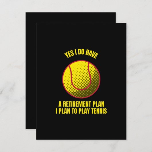 テニス私の退職計画テニスおもしろいボールスポーツ サンキューカード (正面/裏面)