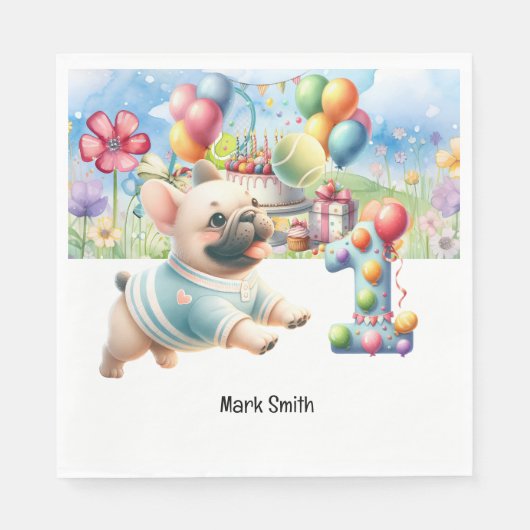 テニス第1回生誕祭パーティー愛犬 スタンダードランチョンナプキン (正面)