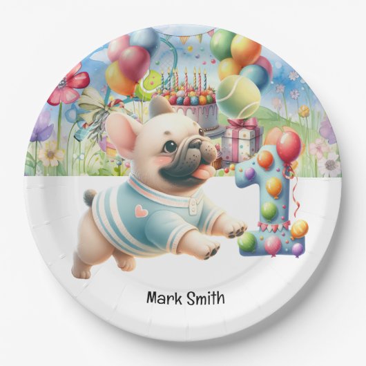 テニス第1回生誕祭パーティー愛犬 ペーパープレート (正面)
