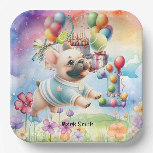 テニス第1回生誕祭パーティー愛犬 ペーパープレート (正面)