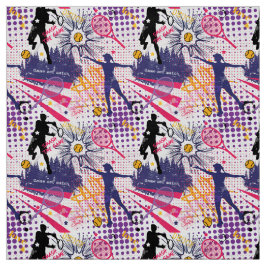 テニス素晴らしのパターン(紫+ピンク+黄) ファブリック