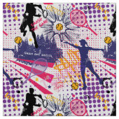 テニス素晴らしのパターン（紫+ピンク+黄） ファブリック (クローズアップ)