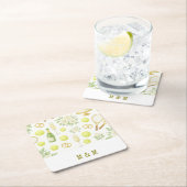 テニス結婚のテーマとシャンパンラケットリングや輪 スクエアペーパーコースター (インサイチュ)