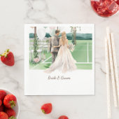 テニス結婚をテーマにした新郎新婦のコート スタンダードランチョンナプキン (インサイチュ)