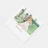 テニス結婚をテーマにした新郎新婦のコート スタンダードランチョンナプキン (角)