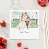 テニス結婚をテーマにした新郎新婦のコート スタンダードランチョンナプキン (インサイチュ)