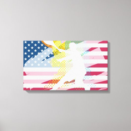 テニス絵を描アートのキャンバス キャンバスプリント (正面)