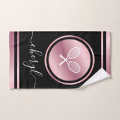 テニス美的ピンクハンドタオル付き名前をカスタムする ハンドタオル (ハンドタオル)