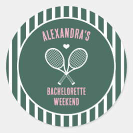 テニス花嫁の前夜祭のプレッピーなグリーン ラウンドシール