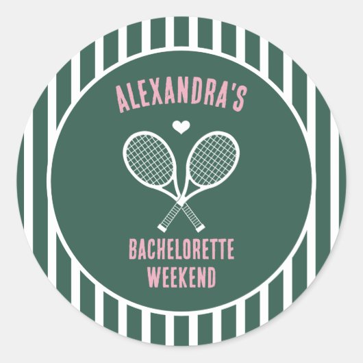 テニス花嫁の前夜祭のプレッピーなグリーン ラウンドシール (正面)